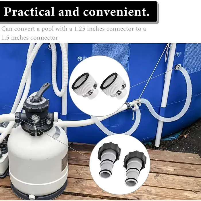 Tuyau de pompe à eau pour piscine ﻿ Tuyau de remplacement pour piscine hors sol avec colliers de fixation durables, pour l'entretien des piscines extérieures