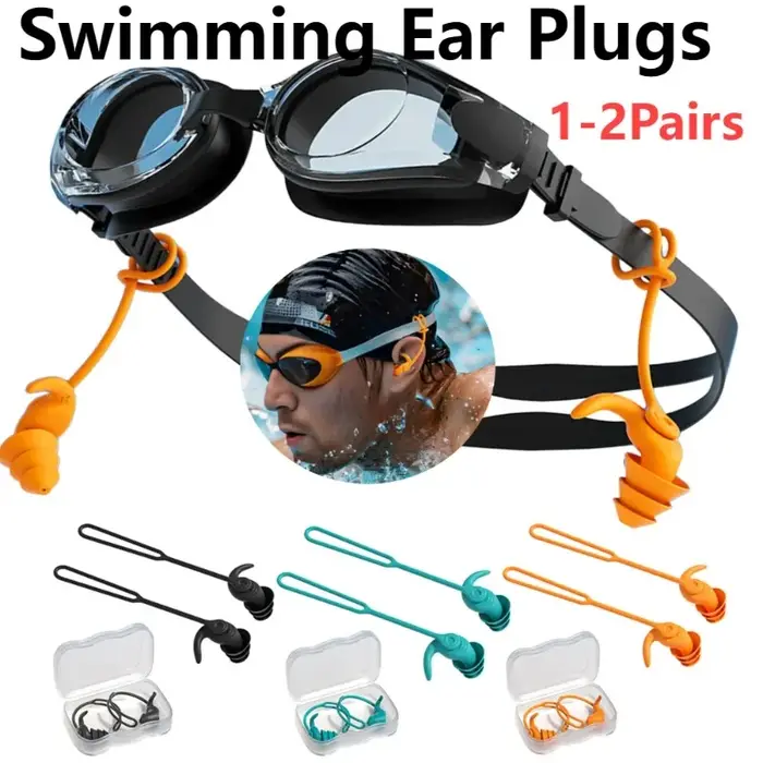 1 paire/2 paires bouchons d'oreille de natation Silicone étanche Anti-bruit accessoires de piscine