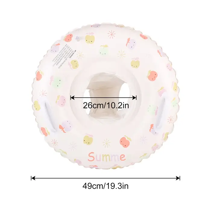 1PC Bouée de natation gonflable avec siège, doubles poignées, imprimé fruits, en PVC, pour piscine e