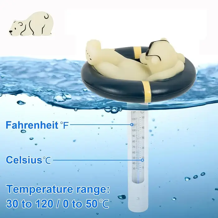 Thermomètre de piscine flottant ours polaire, testeur de température de l'eau pour piscines intérieu