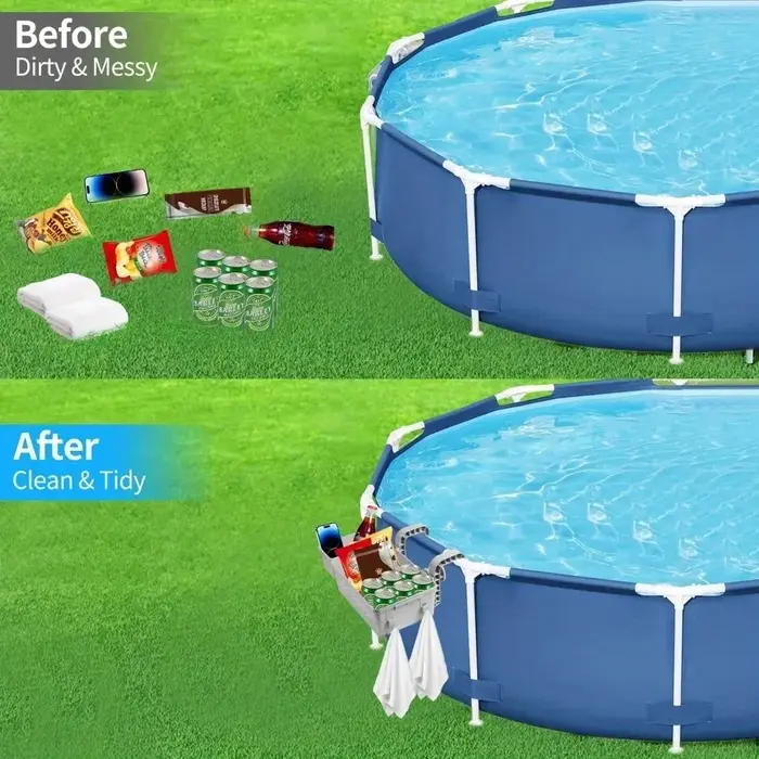 Mir de rangement pour piscine avec porte-gobelet