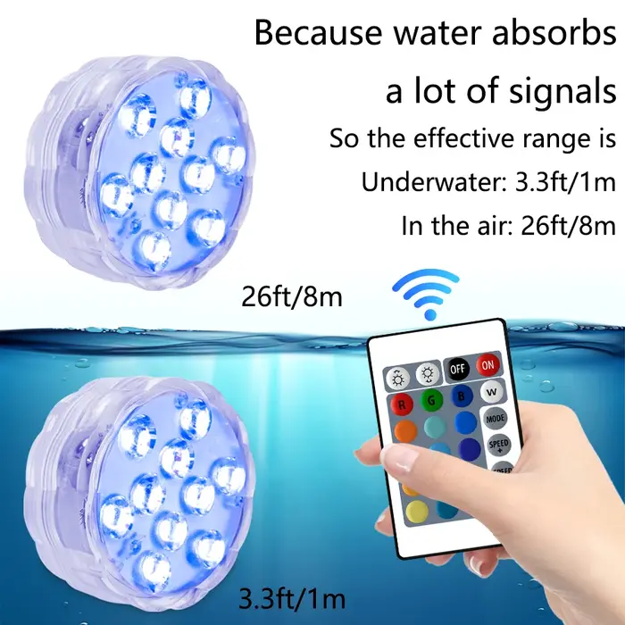 10Led piscine lumière télécommande RGB plongée poisson