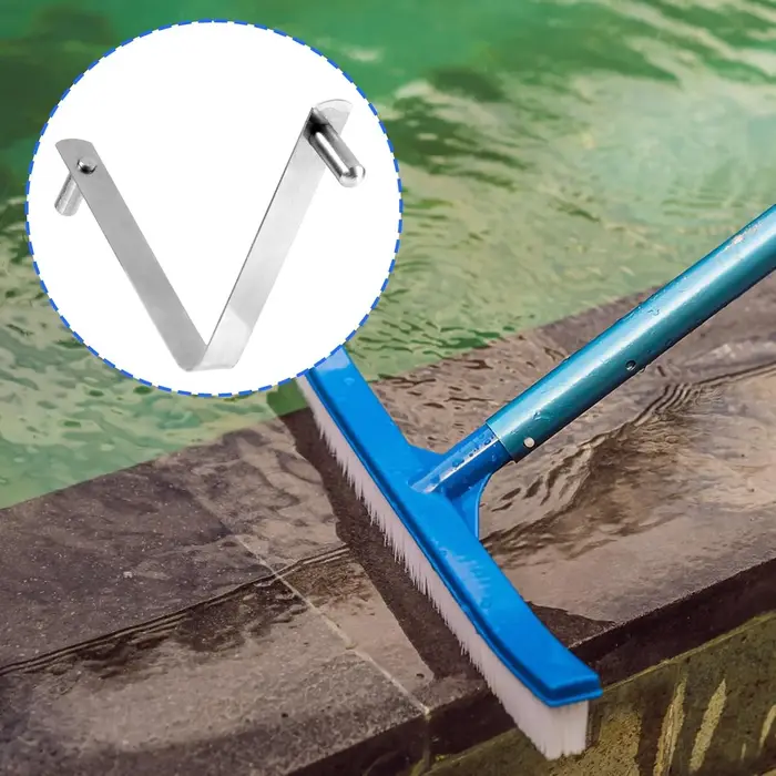 Lot de 6 brosses de piscine en forme de V avec clip à double broche et bouton à ressort pour épuisettes de spa
