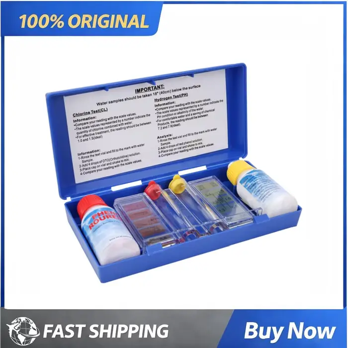 Kit de test de la qualité de l'eau, analyseur de chlore et de pH, kit de réactifs pour tester la pur
