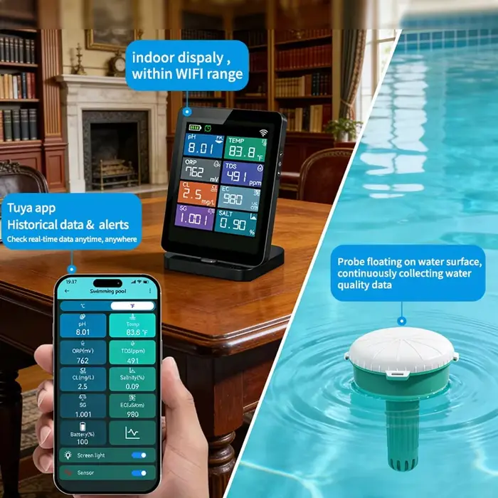 Analyseur de qualité de l'eau de piscine 8 en 1 Tuya WIFI
