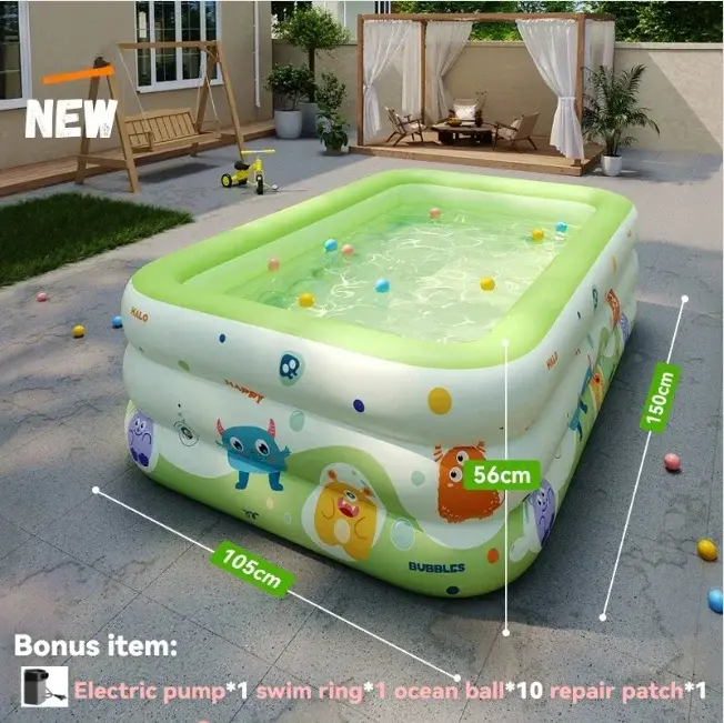 Piscine gonflable pour enfants et bébés, 3 couches épaisses, grande piscine de 1,5 m pour jouer à l'
