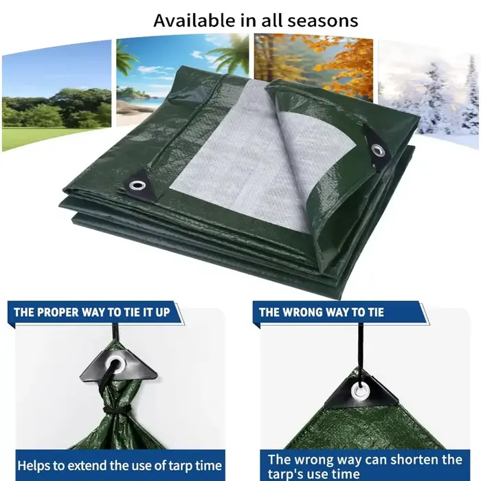 Bâche de protection robuste imperméable et résistante aux UV avec œillets pour jardin