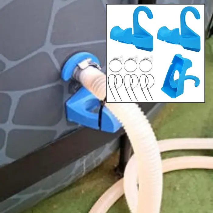 Supports de tuyaux de piscine réglables pour vannes à piston Intex - Kit de fixation sécurisé avec attaches pour protéger le revêtement et éviter le glissement