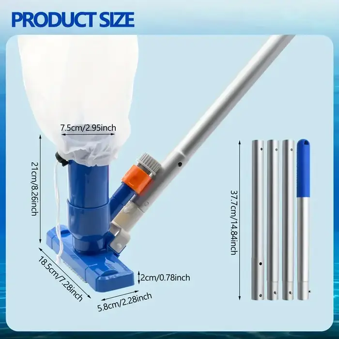 Kit d'aspirateur de piscine avec 4 sections