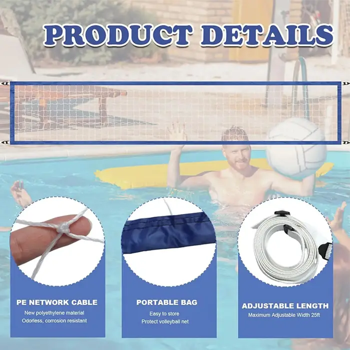 Filet de volley-ball portable pour piscine