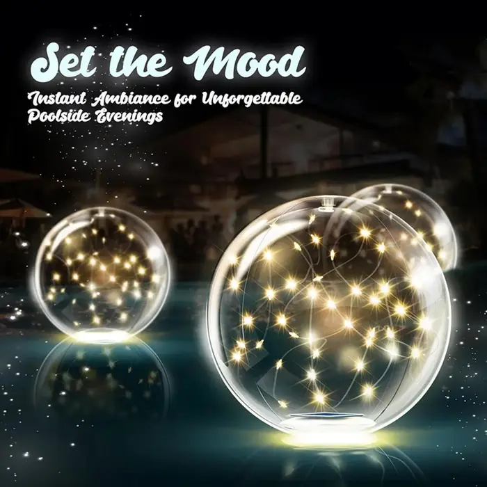 Lampes flottantes solaires pour piscine de 34 cm, boules lumineuses LED gonflables et étanches pour 