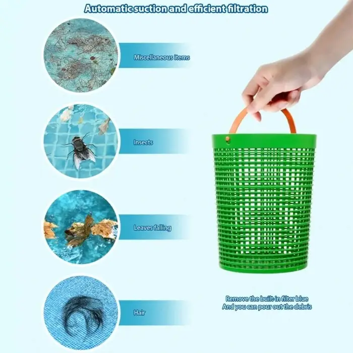 Le remplacement du panier d'écumoire en plastique durable améliore les mailles Filtration pour l'entretien piscine 69HD