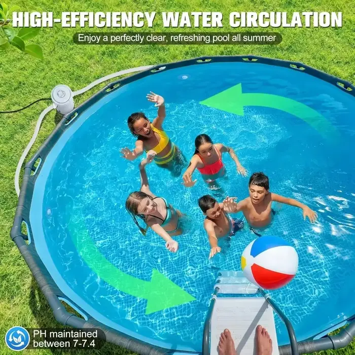 Pompe de filtration pour piscine hors sol, nettoyeur de piscine électrique à circulation, dispositif de filtration de piscine réutilisable, filtre de piscine de 300 gallons