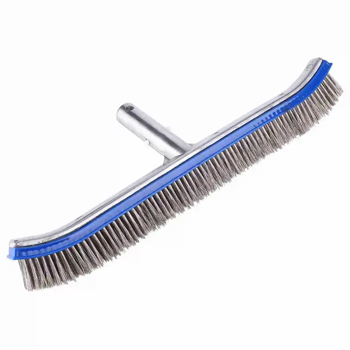 Brosse en acier pour piscine de 18 pouces, fournitures de nettoyage des murs inférieurs pour étang S