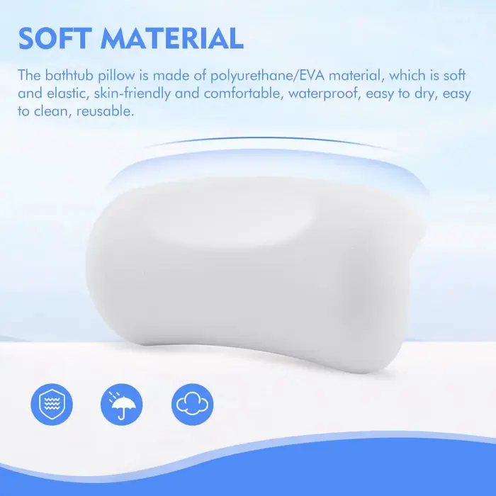 Oreiller de bain spa antidérapant imperméable pour jacuzzi – Coussin de tête et de dos rembourré en mousse à mémoire de