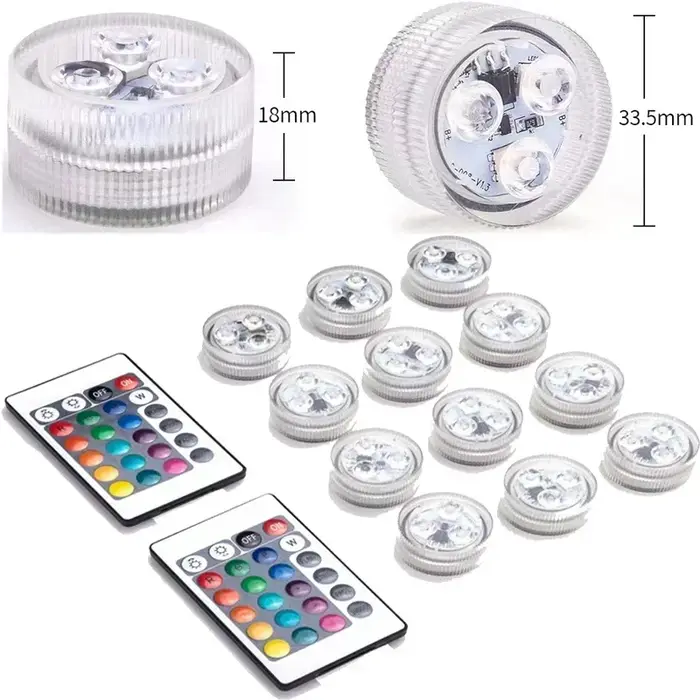 Lumières LED submersibles RGB sous-marines étanches avec télécommande