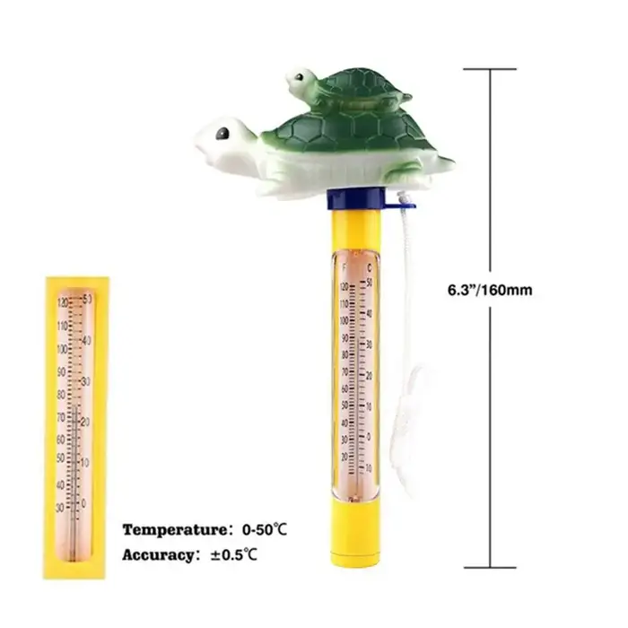 Thermomètre de piscine flottant en forme de tortue verte pour piscine