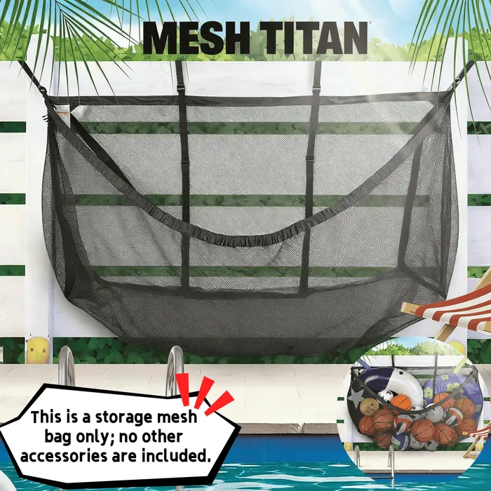 Sac de rangement pour piscine grande capacité et robuste, filet de fixation réglable pour gonflables