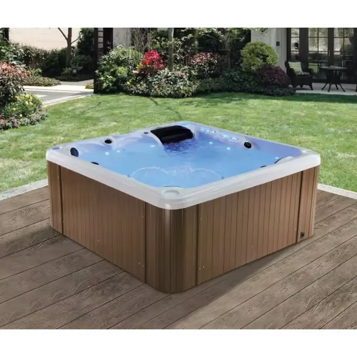Bain à remous rectangulaire moderne en acrylique blanc pour l'extérieur