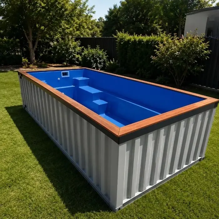 Piscine conteneurisée complète avec interface de filtration, équipement prêt à assembler pour cour p