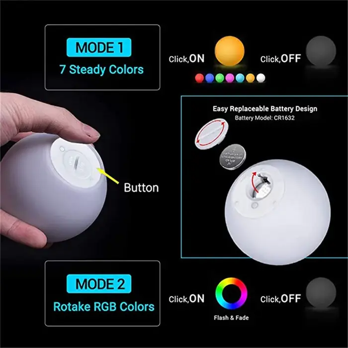 16 RGB lumière de piscine flottante 3 pouces 7.8 cm LED à couleur changeante lumières de boule