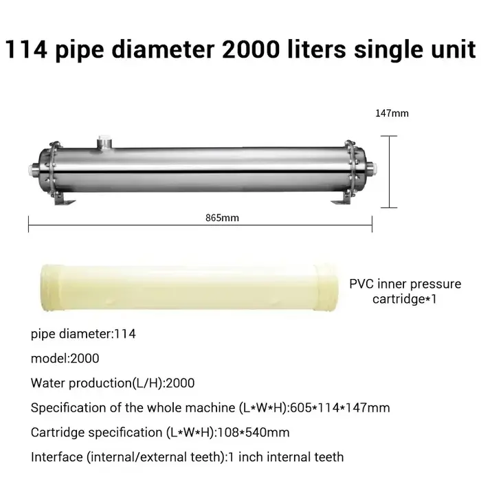DIVEDEER 3000L purificateur d'eau 304 acier inoxydable PVDF Ultra Filtration