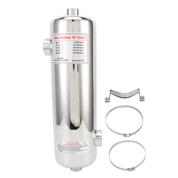 Échangeur de chaleur de piscine 60kw, support fixe en acier inoxydable, facile à installer, Thermost