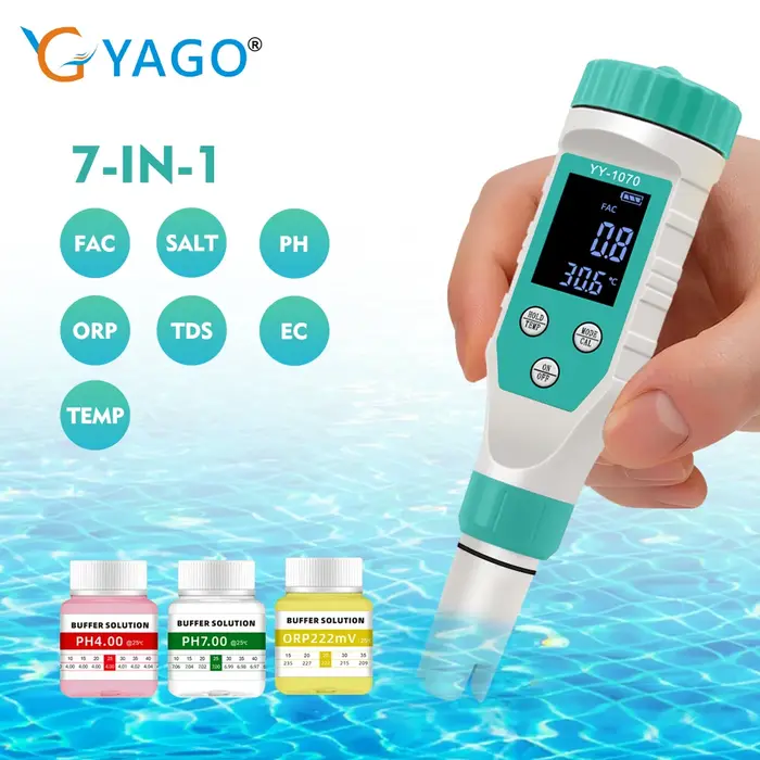 YAGO testeur d'eau de piscine pour chlore PH salinité compteur ORP numérique pour Spa bain à remous eau salée TDS EC TEMP stylo de Test YY-1070
