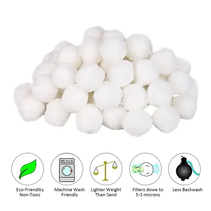 Boule filtrante blanche en fibre de coton pour livres de piscine