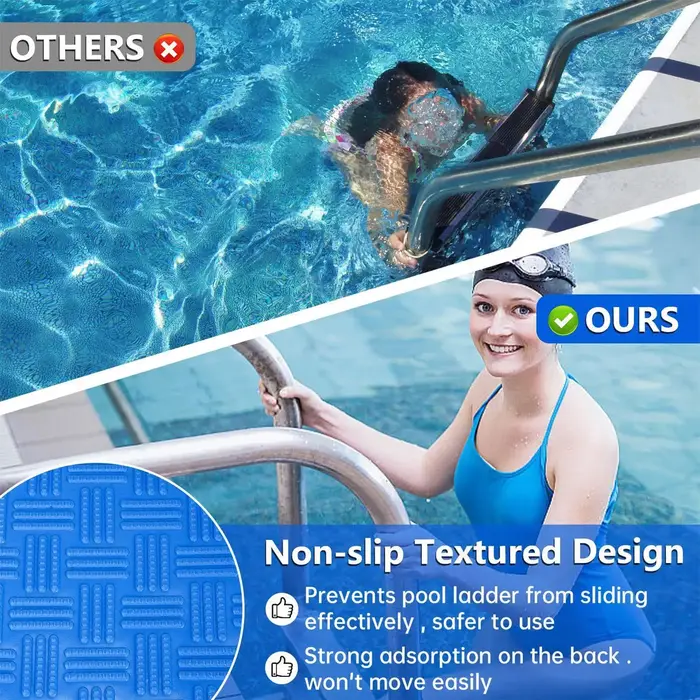 Tapis antidérapant pour échelle de piscine - Protection pour les marches des piscines hors sol et les escaliers