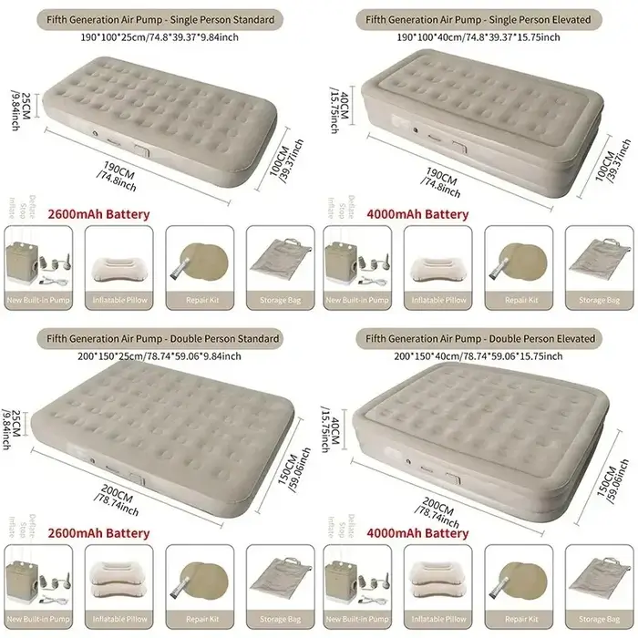Nouveau matelas pneumatique pompe intégrée tapis auto-gonflant coussin tente extérieure lit gonflable Double