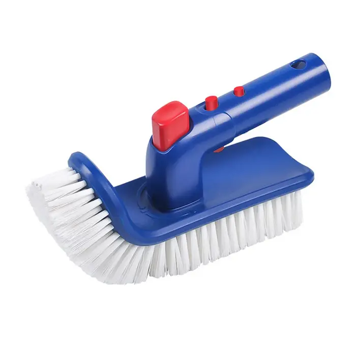 Brosse de nettoyage de piscine à manche courbé rotatif à 180 degrés, poils fins pour piscines enterr