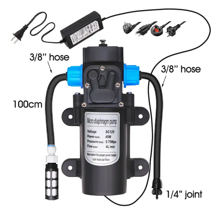 Pompe auto-amorçante 45W 60W 80W 100W avec kit de tuyau de filtre d'alimentation 110-240V