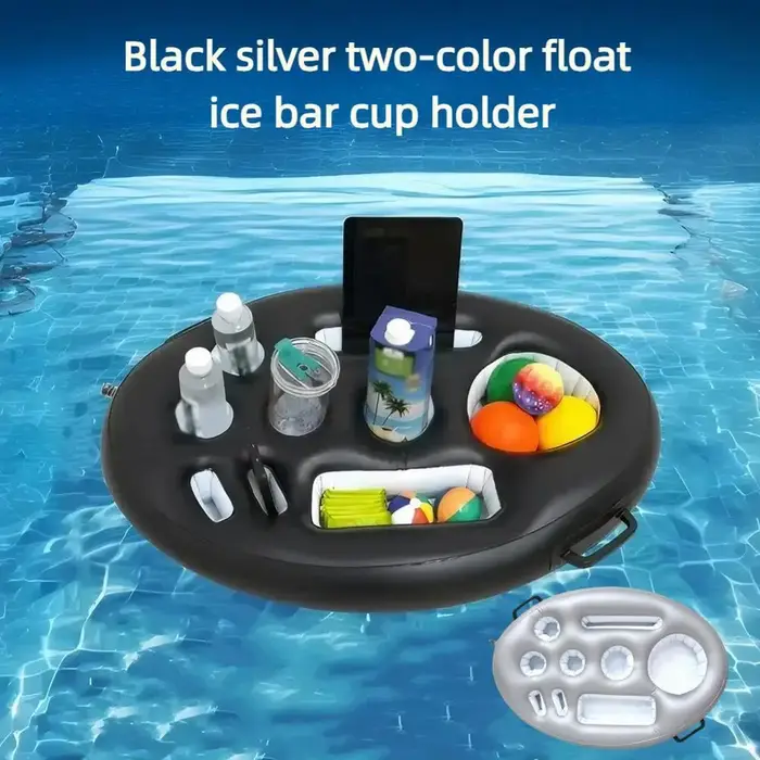 Plateau flottant gonflable pour piscine avec compartiments pour boissons