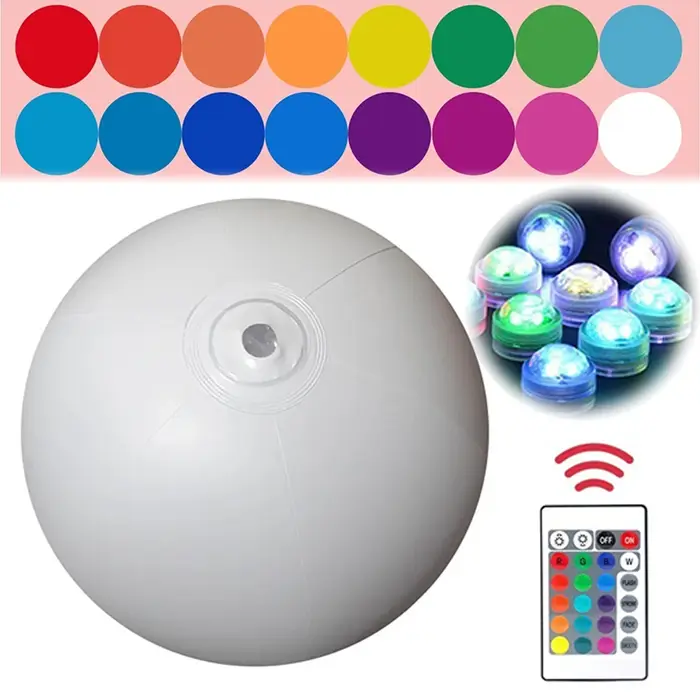 Boule lumineuse LED flottante pour piscine, ballon lumineux, ballon gonflable extérieur, lampe de ja