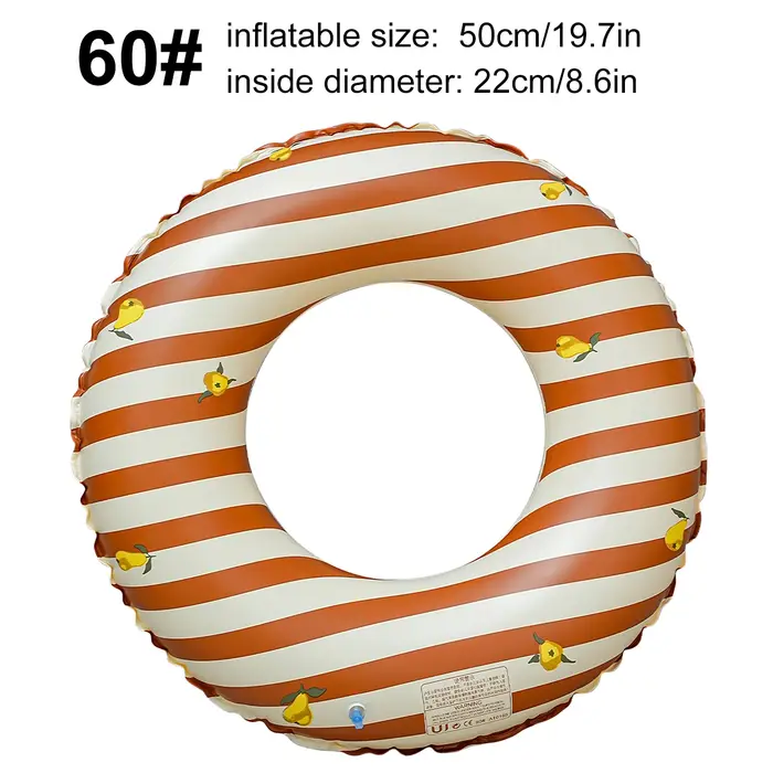 1 flotteur gonflable à motif de fruits, anneau de natation rayé marron, pour plage, piscine, lac