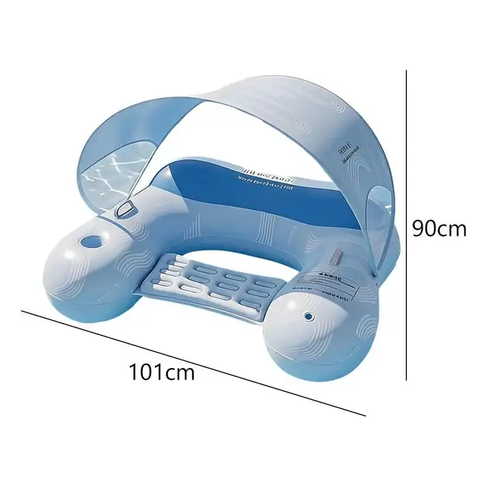 Fauteuil flottant gonflable pour piscine avec auvent pare-soleil, chaise longue flottante en forme de U avec porte-gobelets, radeau pour piscine et plage