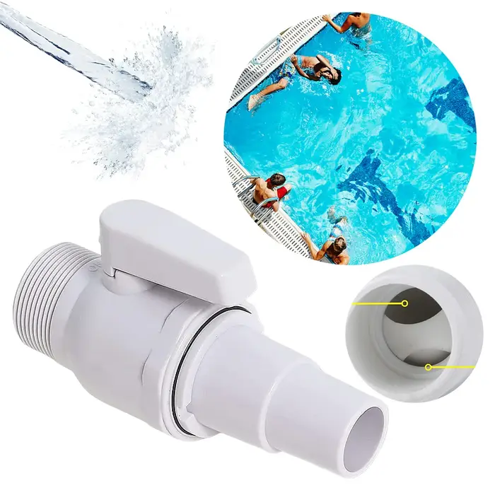 Vanne de pompe de piscine à bille 2 voies, 1.5-1,25 ", connecteur d'arrêt de filtre de piscine, pression nominale maximale de 50 PSI, accessoires de piscine