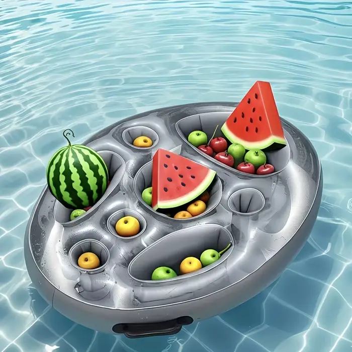 Bar de piscine gonflable avec porte-gobelets et plateau de service