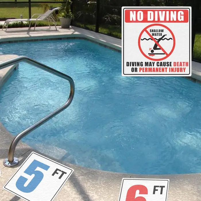 Autocollants d'avertissement de piscine d'eau peu profonde
