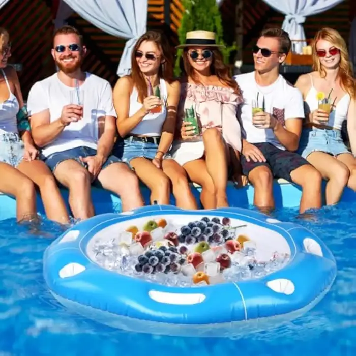 Table flottante gonflable pour piscine, support pour nourriture et boissons, pour jeux et divertissements aquatiques