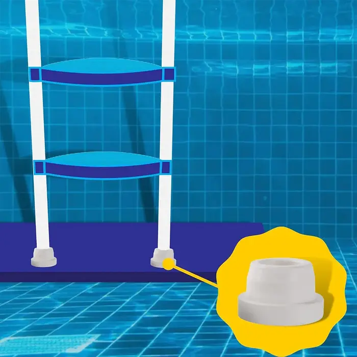 Échelle de piscine universelle en caoutchouc avec bouchon intérieur, 2 pièces