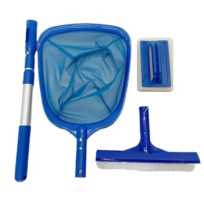 Kit de nettoyage de piscine 3 pièces, perche télescopique à 3 sections avec écumoire et brosse pour 