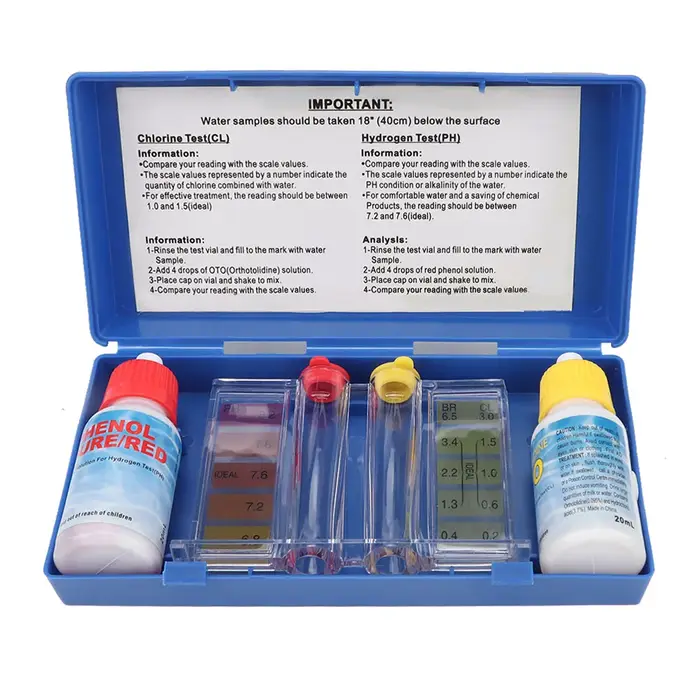 Kit de Test d'eau de piscine, indicateur de Test de PH du chlore, boîte d'accessoires de Test de qua