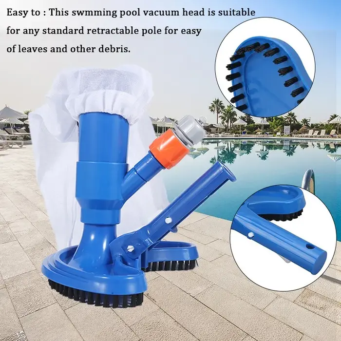 Aspirateur de piscine portable en forme de croissant bleu
