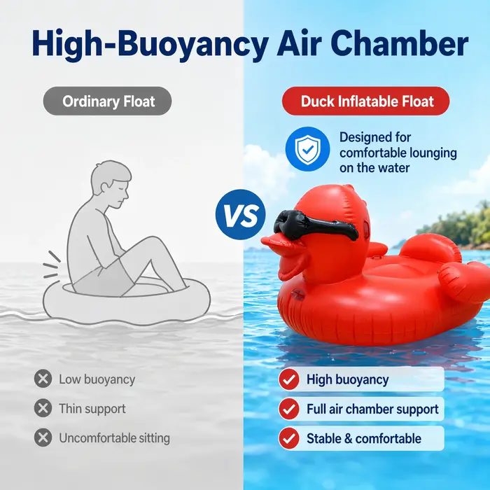 Grande flotteuse gonflable en forme de canard rouge pour piscine