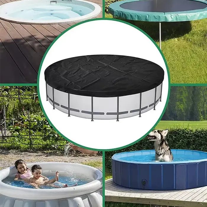 Couverture de piscine ronde noire en tissu Oxford durable