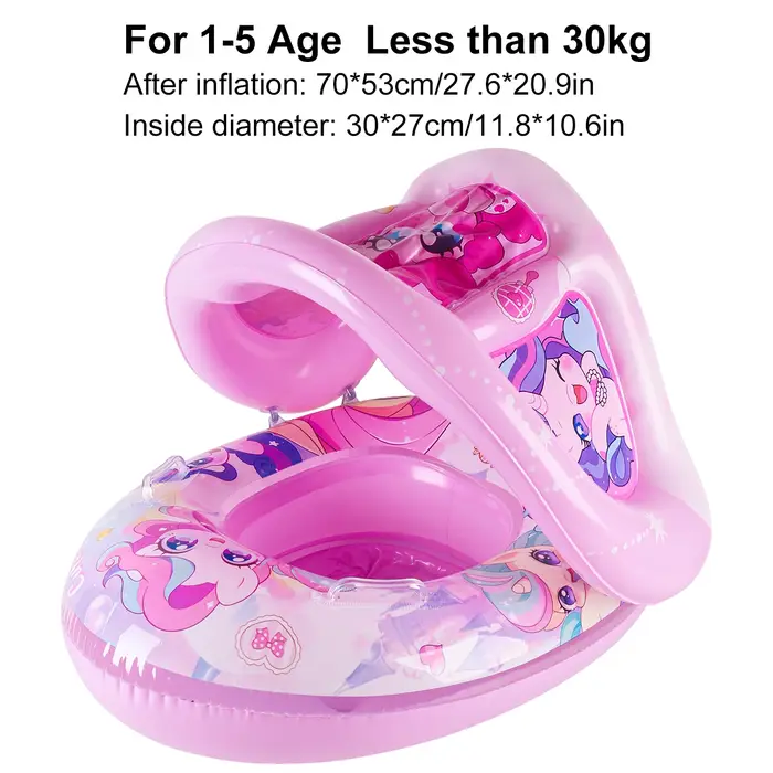 1 flotteur de piscine avec auvent, bouée de bain pare-soleil d'été, jouet gonflable, siège flottant