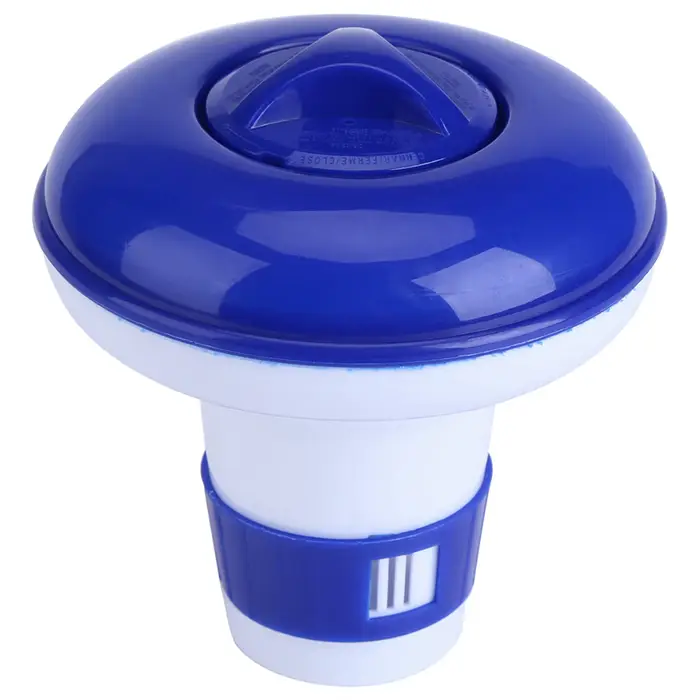 Distributeur chimique flottant de brome de chlore de spa de piscine bleue et blanche S/M
