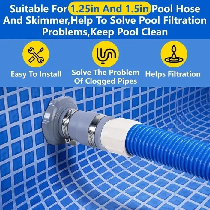 Connecteur tuyau d'écumoire piscine, accessoires, adaptateur tuyau pour nettoyage efficace piscine, 